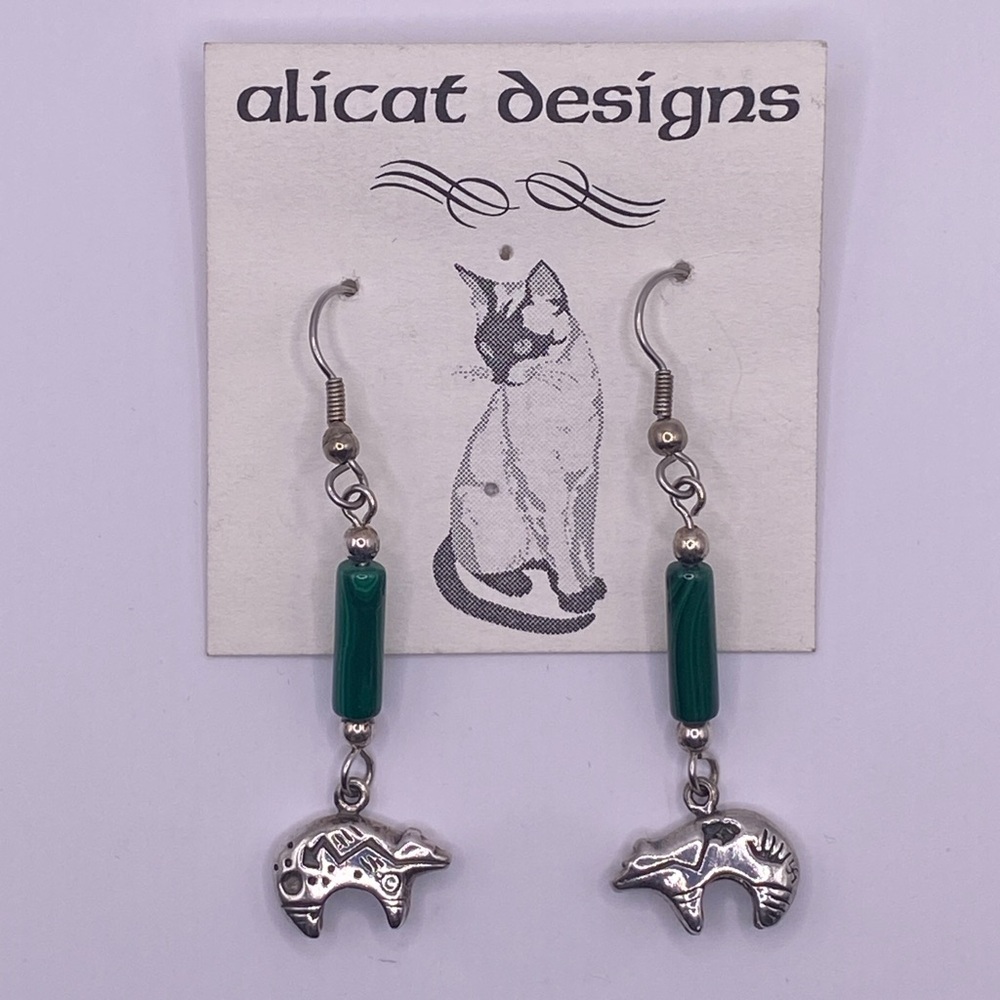 NWT Hand-Made Zuni Charm Dangle Earrings